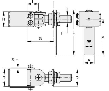 Cardini a fascia per tubo quadro a fissaggio rapido
