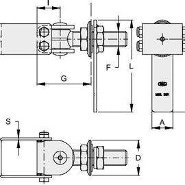 Cardini a fascia per tubo quadro a fissaggio rapido