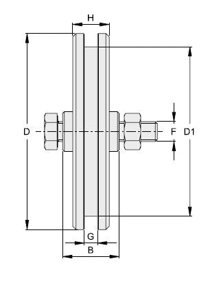 Ruota gola U con cuscinetto a sfere