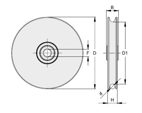 Puleggia per basculanti per fune da 6 mm