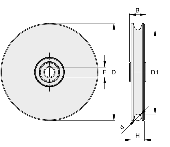 Puleggia per basculanti con fune da 8 mm