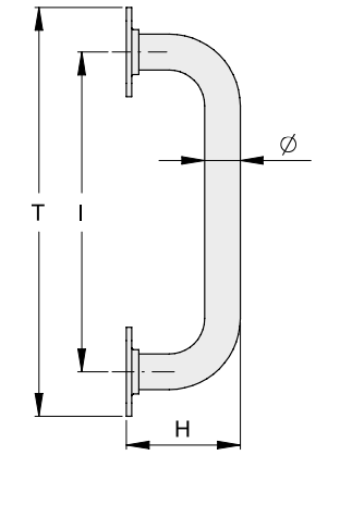Maniglia flangiata 2 curve a fissare