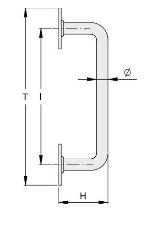 Maniglia flangiata 2 curve a fissare
