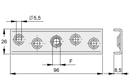 Piastrina di fissaggio per carrelli M8